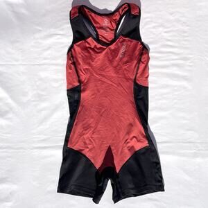 Virus Ascend Singlet Weightlifting Wrestling MMA Training Womens Small Red Black